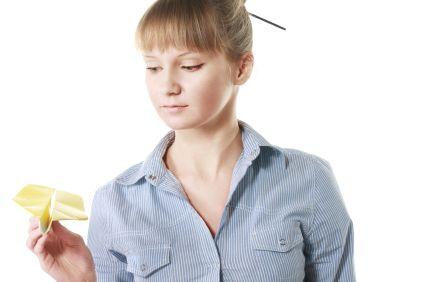 woman with origami shape