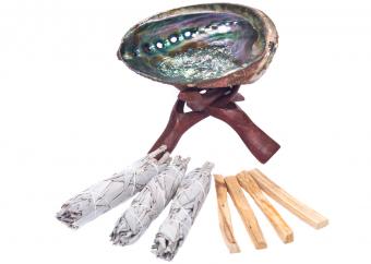 Sage smudge sticks and abalone shell