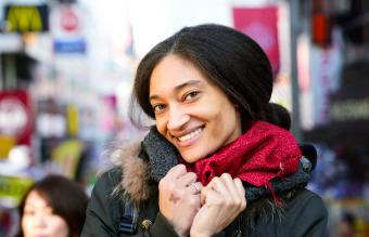 woman looking at camera