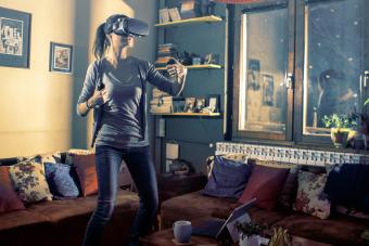 Gamer playing with virtual reality