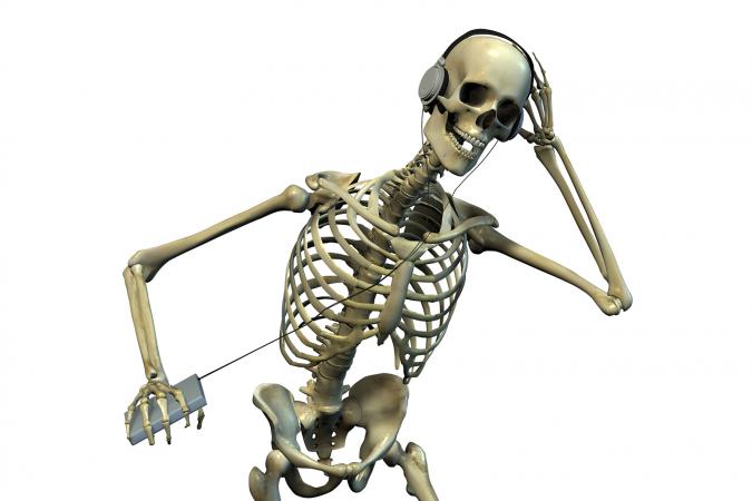 Skeleton Listening to Music