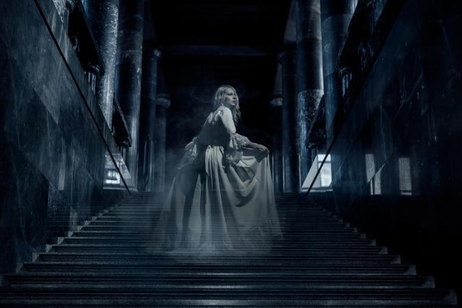 Ghost girl on stairs