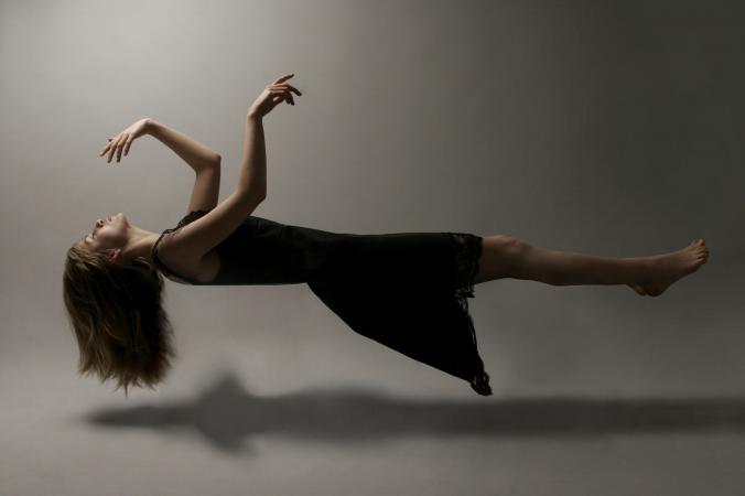 Woman floating in midair