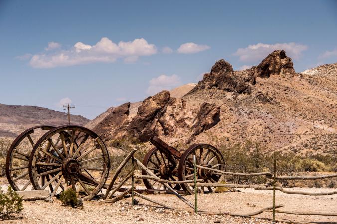 Old carts near ghost town