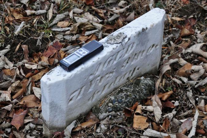 Headstone with EVP recorder