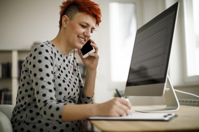 Woman completing forms