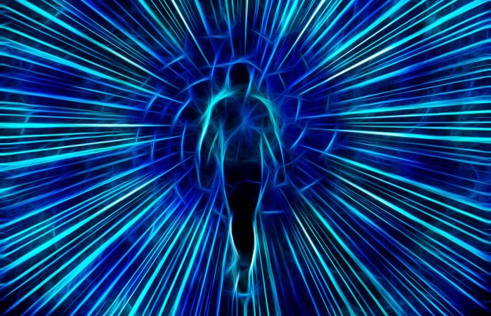 Figure emerges from light