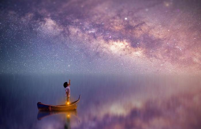 Boy looking at the stars