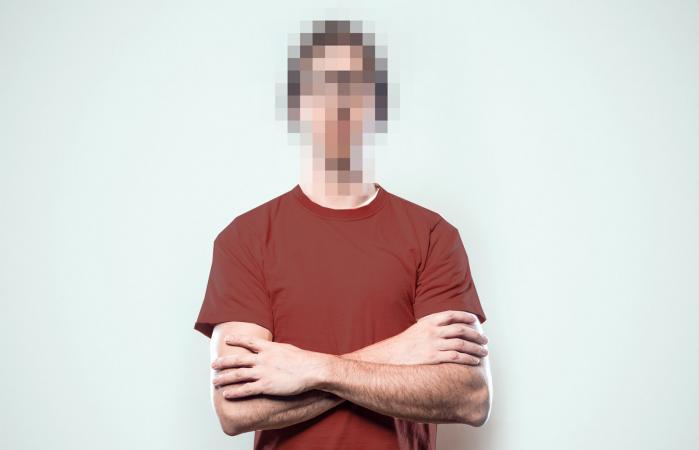 Man with pixel face