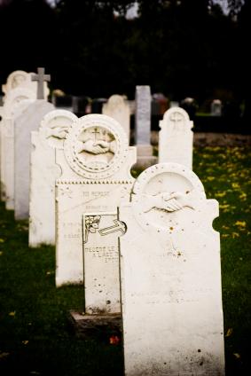 Old cemetery tombstones.