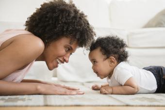 Mom and baby doing tummy time