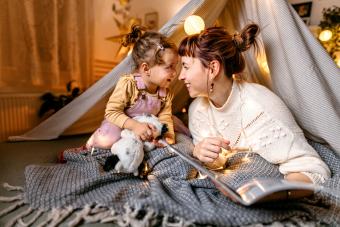 cute toddler with mom 