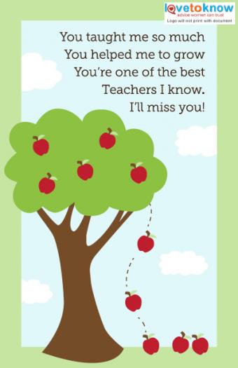 farewell cards for teachers