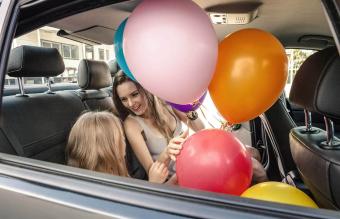 Family going to celebrate a birthday party