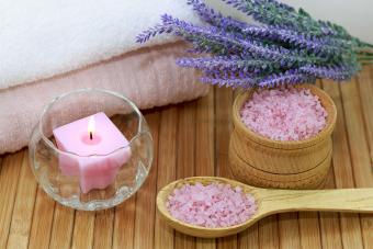 pink theme spa party candle lavender bath salts