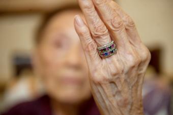 Woman shows off her ring