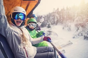 teenagers on ski lift