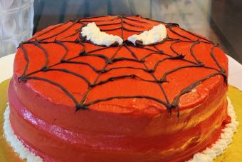 Halloween orange spider web cake