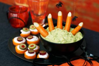 A Halloween dip with carrots and canape