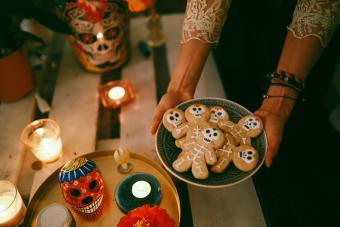 skeleton cookies and the Day of the dead decorations