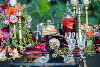 Halloween themed outdoor buffet