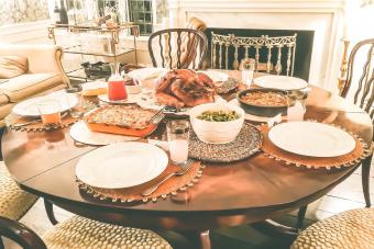 Table set for thanksgiving dinner