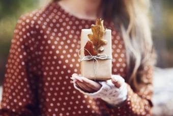 Woman Holding Thanksgiving Gift 