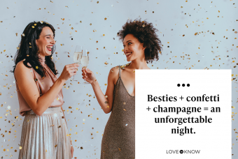 Women Celebrating New Year's Eve With a Champagne Toast Under Confetti