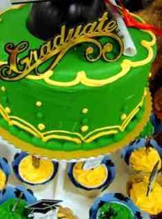 Green graduation cake