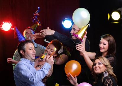 Friends dancing on New Year's