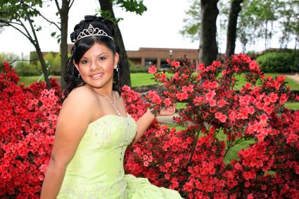 Girl in quinceanera dress