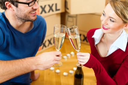 housewarming with champagne drinks