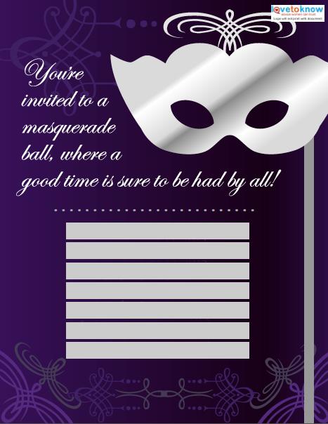 Masquerade Ball Invitation Templates Lovetoknow