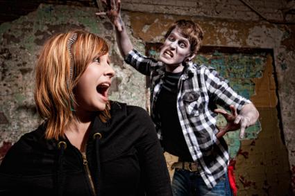 girl running from zombie