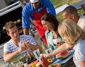 Serve great summer recipes at a BBQ party.