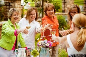 women at an outdoor party