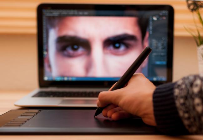 digitally retouching photo