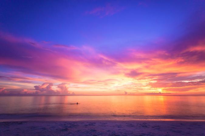 Panoramic view of South Beach sunset
