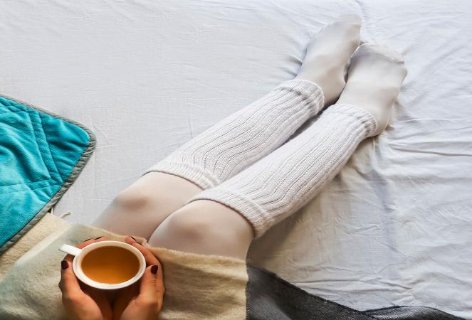 Girl wearing leg warmers