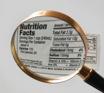 Image of a magnified nutrition label