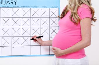 Pregnant woman marking down the calendar