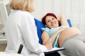 Pregnant woman and OB at 36 weeks checkup