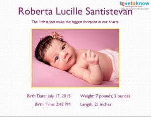 baby girl announcement wording