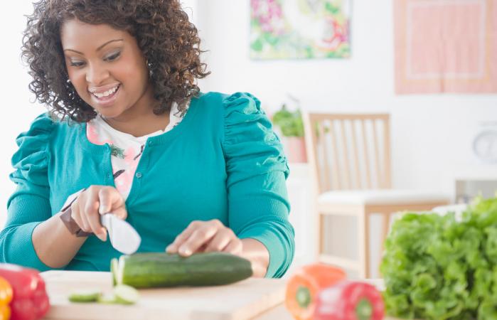 Healthy woman making good food choices