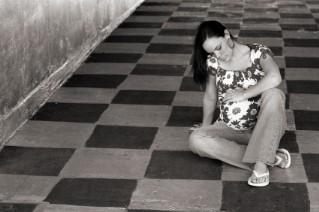 Pregnant teenage girl in school