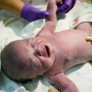 Nurse attending a newborn baby