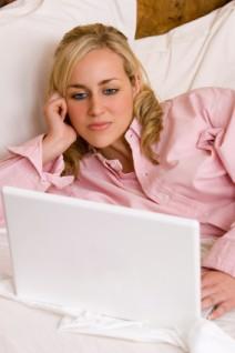 Woman looking at her online fertility chart
