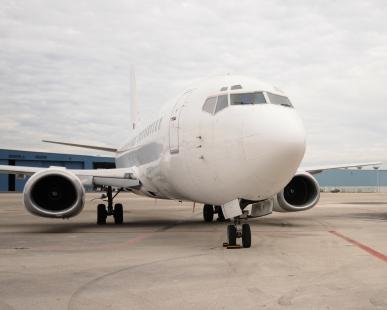 Airplane preparing to take flight