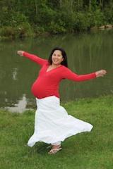 Pregnant woman in a long skirt