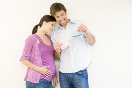 young couple with two sets of booties